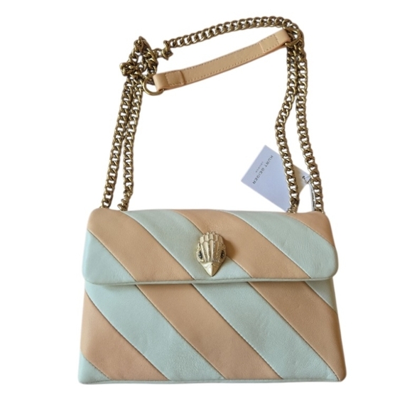 Kurt Geiger Cream and Peach Striped Two- Way Shoulder/Crossbody Bag - Picture 6 of 14